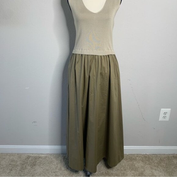 TAYLOR Olive Green Poplin Skirt Midi Dress - Picture 7 of 13